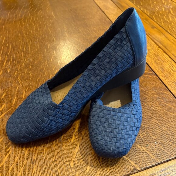 Navy "Woven" Elegant Shoes - Picture 1 of 4